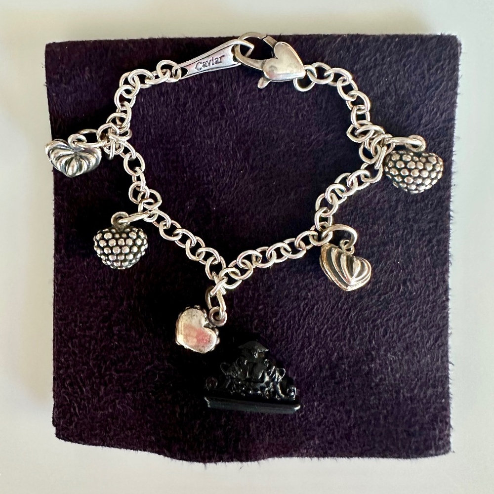 Lagos Caviar Loving Heart Sterling Silver Charm Bracelet